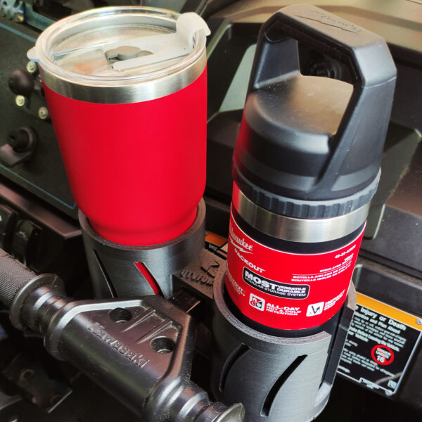 Premium Compact Carbon Fiber Cup Holder T-Bar Lock-On mount - Kawasaki KRX 1000