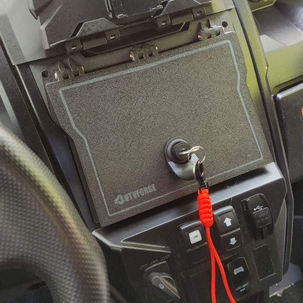 Central Console Dashboard Door with Key Lock and Magnet Lock - Kawasaki Teryx KRX 1000 Accessory Carbon fiber