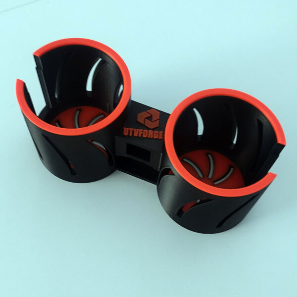 Second image of Premium 2-Color Compact Carbon Fiber Cup Holder T-Bar Lock-On mount - Kawasaki KRX 1000