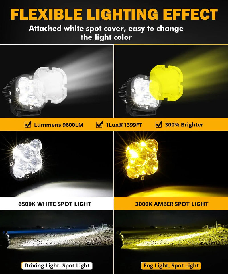 XP-ULTRA 3″ 80W Spot Beam Amber/White Pods - Image 2