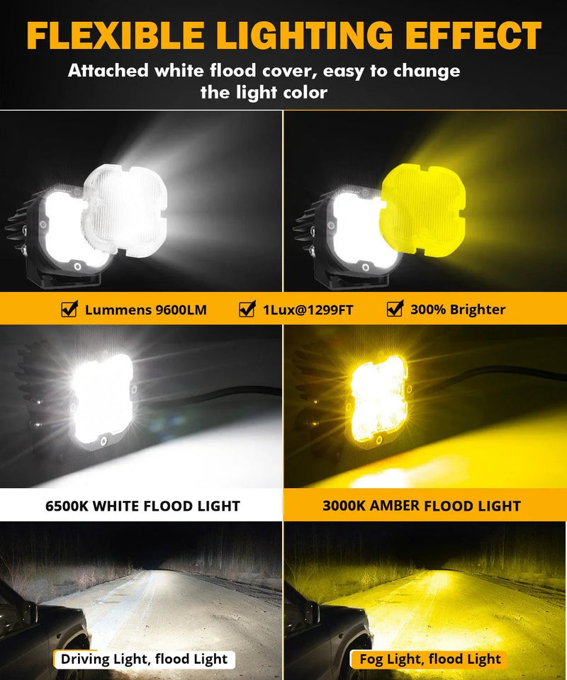 XP-ULTRA 3″ 80W Flood Beam Amber/White Pods - Image 3