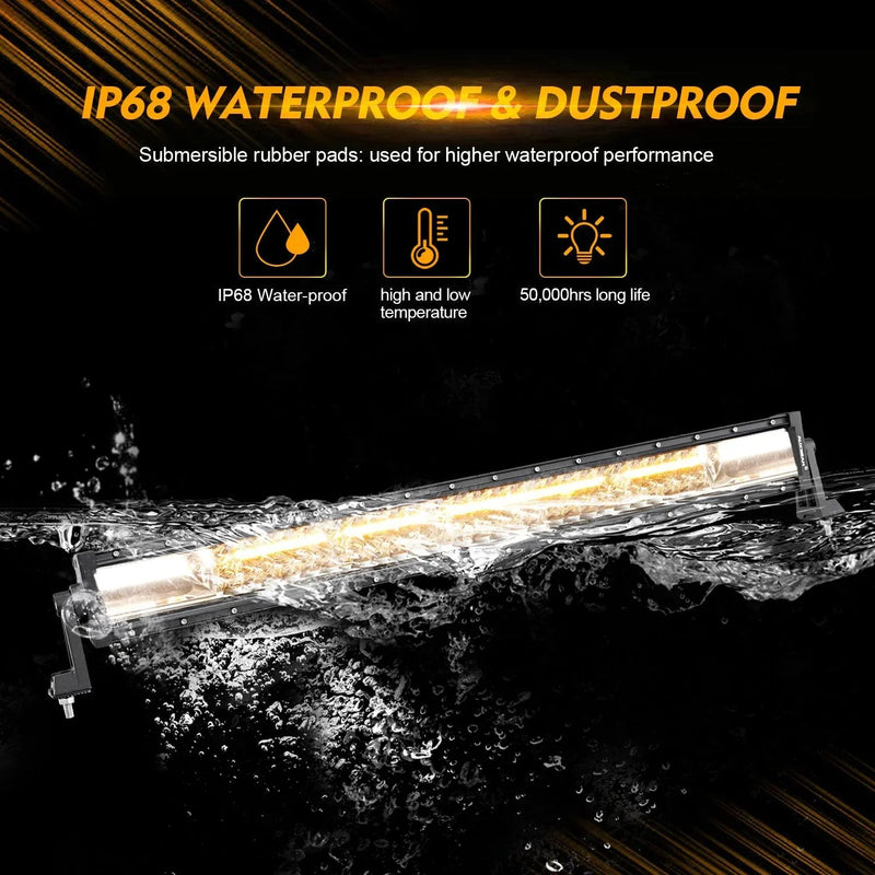 30″ Six-Mode White/Amber Straight LED Light Bar — ZD000654 - Image 7