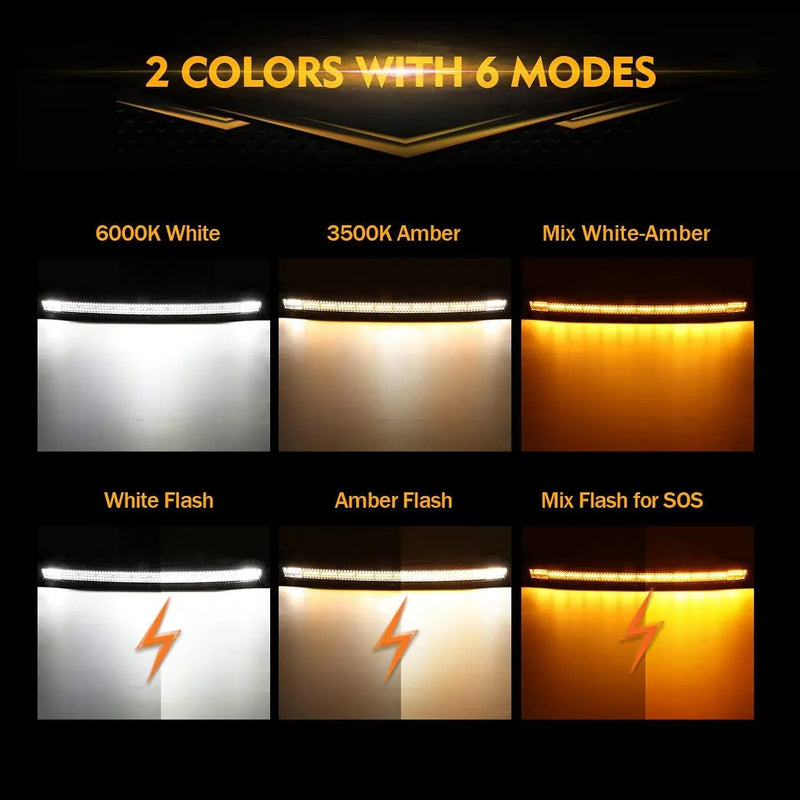 50″ Six-Mode White/Amber Curved LED Light Bar — ZD000652 - Image 3