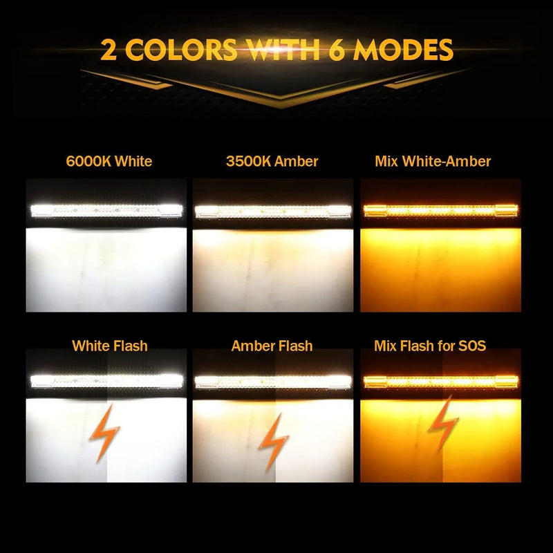 30″ Six-Mode White/Amber Straight LED Light Bar — ZD000654 - Image 2