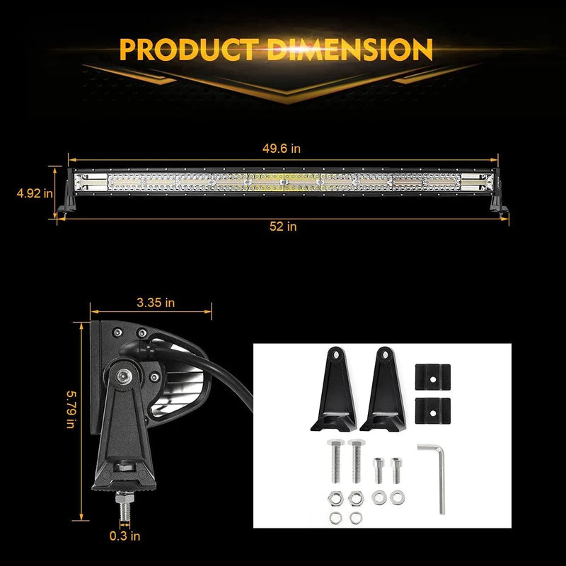50″ Six-Mode White/Amber Curved LED Light Bar — ZD000652 - Image 6