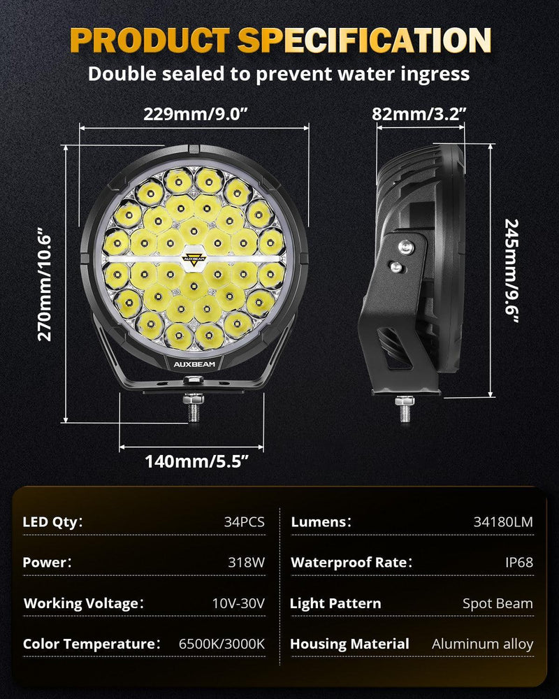 RAY-L 9″ 318W Dual-DRL Off-Road Driving Lights - Image 10