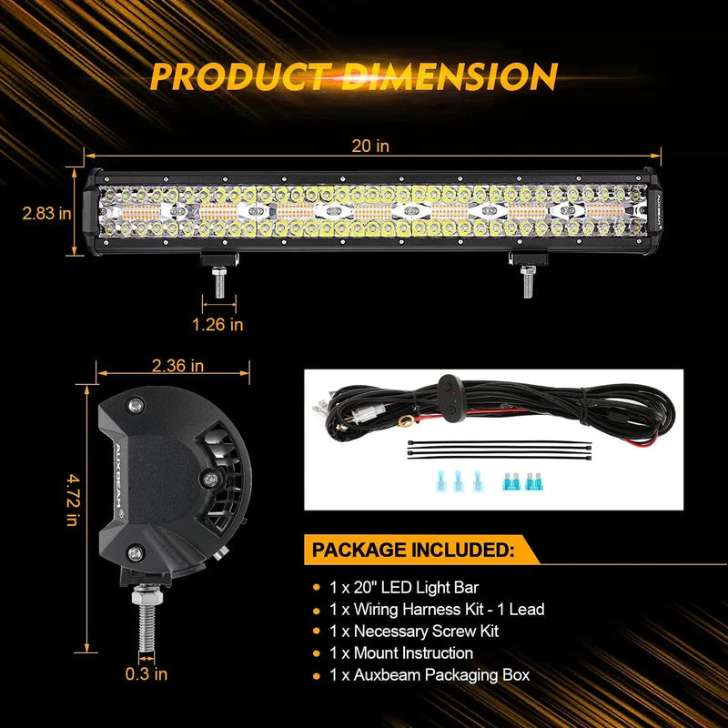 20″ Six-Mode White/Amber LED Light Bar — ZD000644 - Image 3