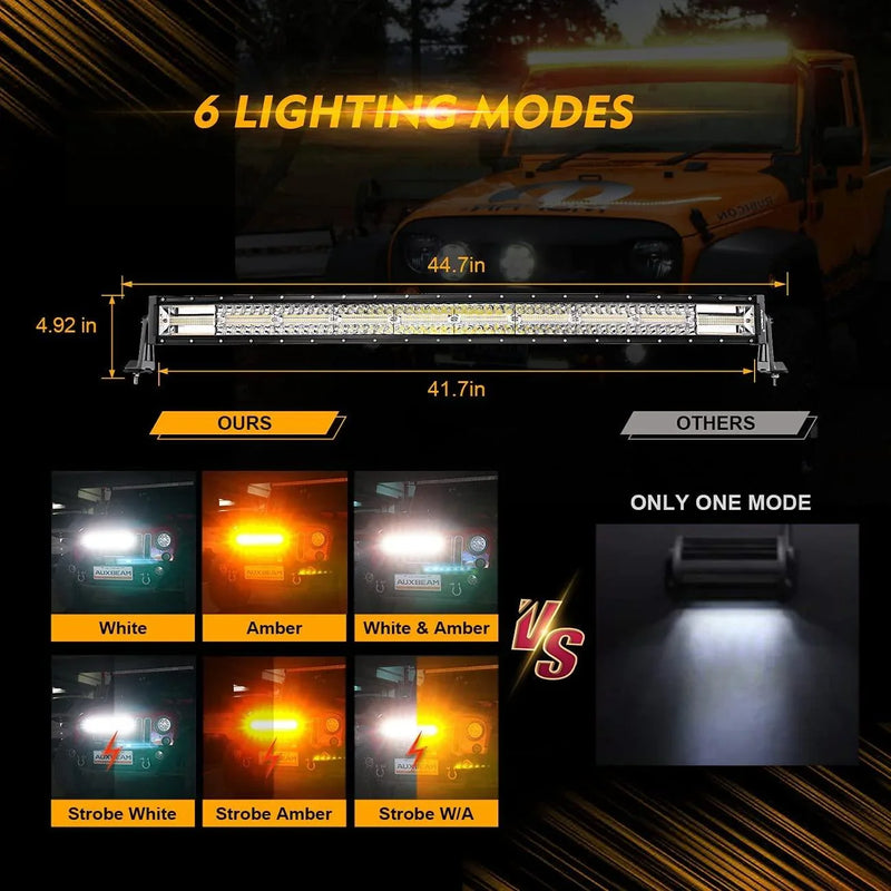 42″ Six-Mode White/Amber Curved LED Light Bar — ZD000653 - Image 5