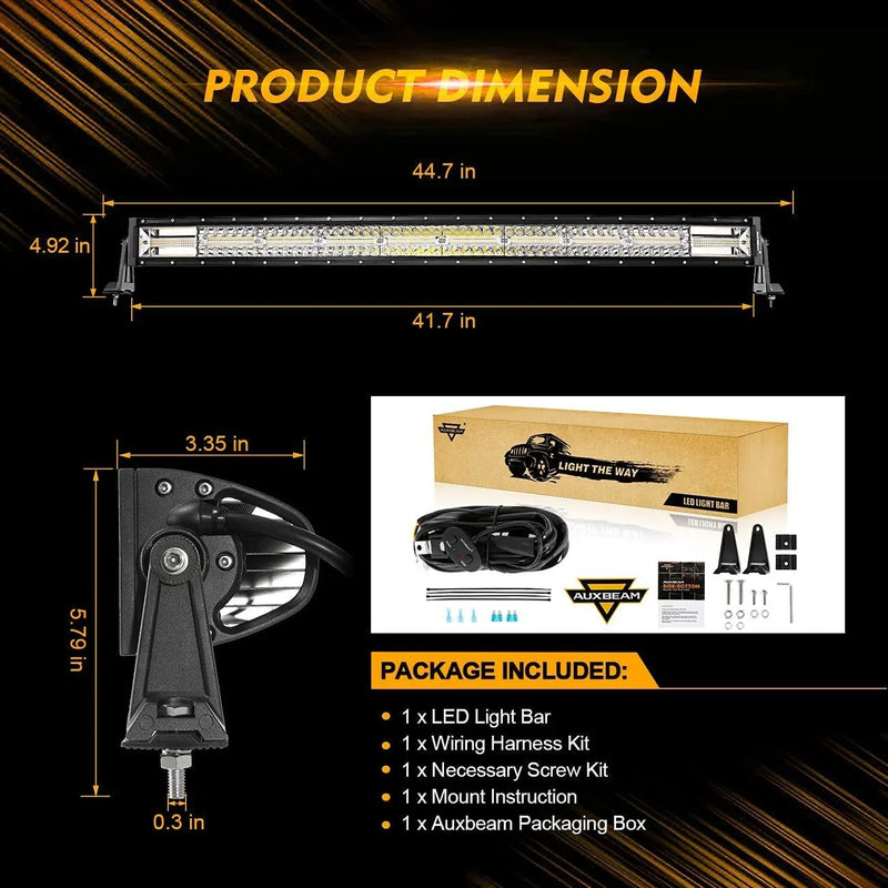 42″ Six-Mode White/Amber Curved LED Light Bar — ZD000653 - Image 7