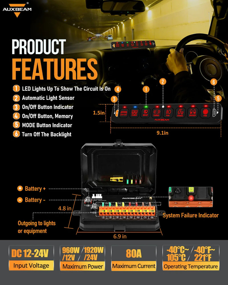 AS Series 8-Gang RGB Slim Switch Panel with App and Remote - Image 3
