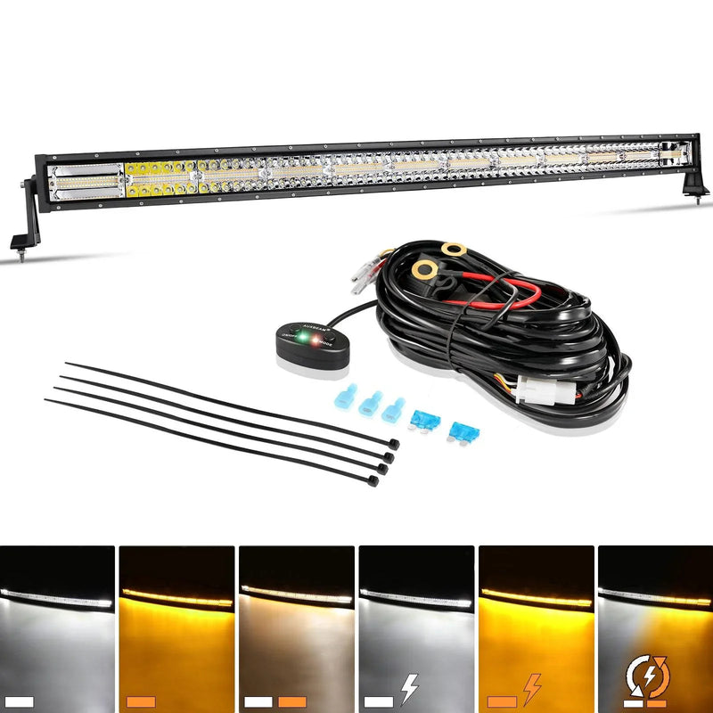50″ Six-Mode White/Amber Curved LED Light Bar — ZD000652 - Image 2