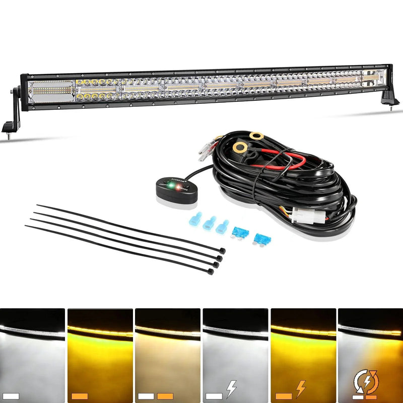 42″ Six-Mode White/Amber Curved LED Light Bar — ZD000653 - Image 2