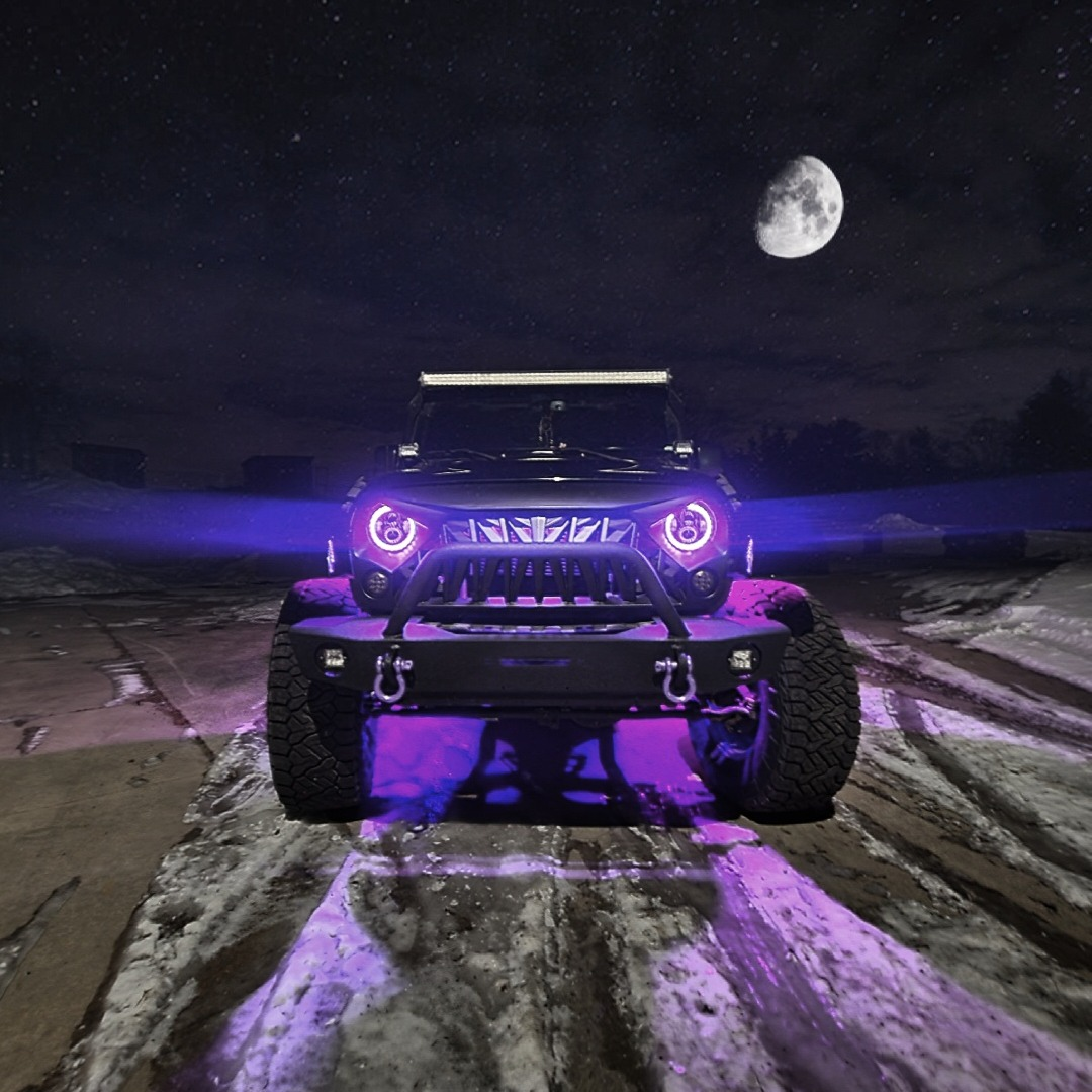 Jeep 7-inch Pegasus Headlights – White or RGB+W Halo - Image 3
