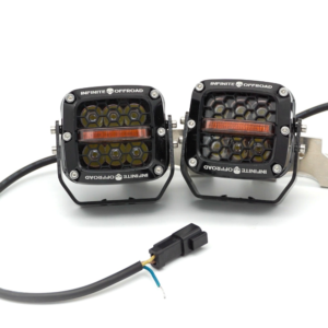 60W 3-inch White LED Pods with Amber DRL – Pair