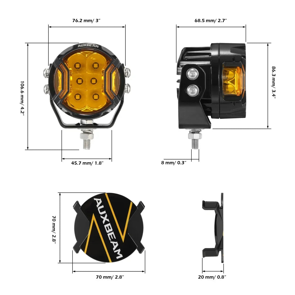 V-ULTRA 3″ 108W White or Amber Pods with Amber DRL - Image 30