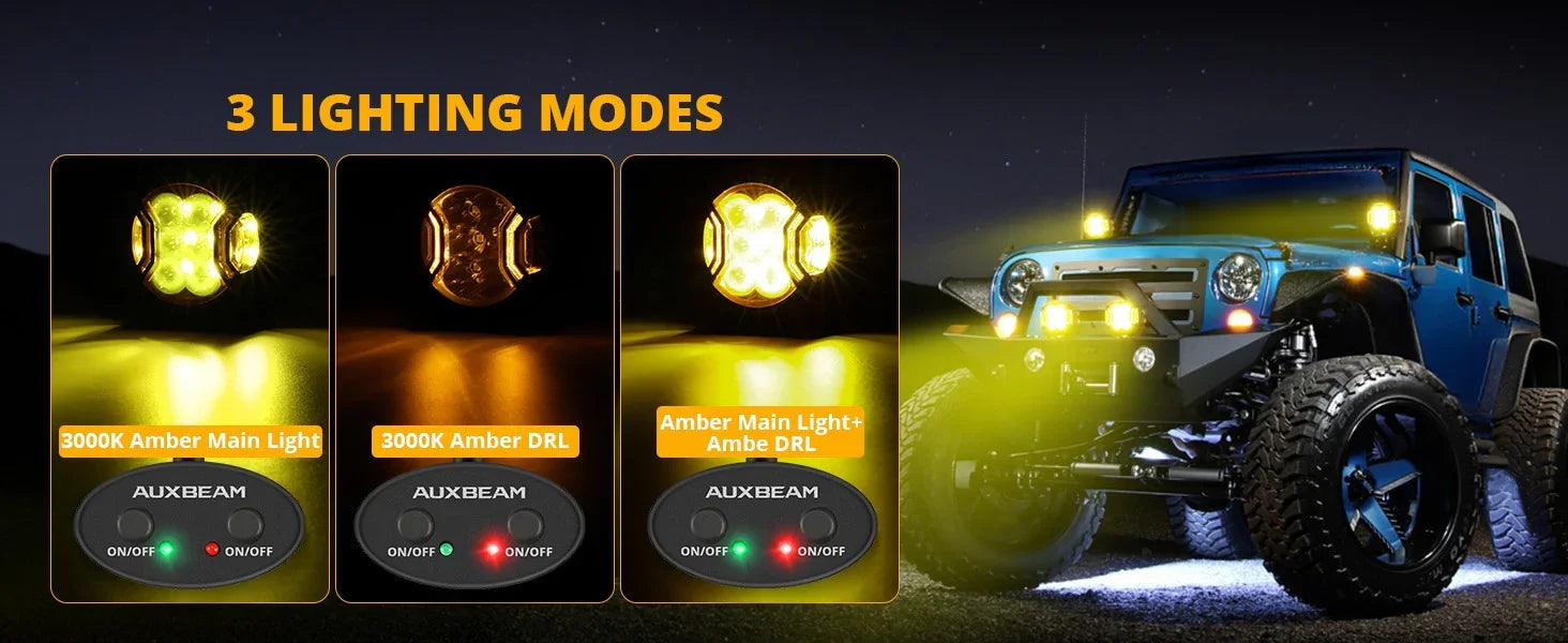 V-ULTRA 3″ 108W White or Amber Pods with Amber DRL - Image 41